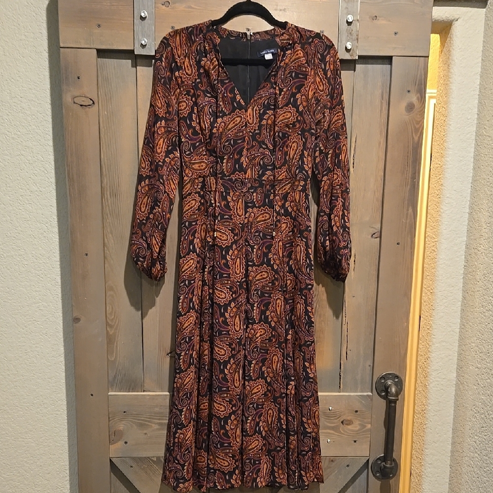 Tommy Hilfiger Orange, Burgundy, and Black A-Line Dress